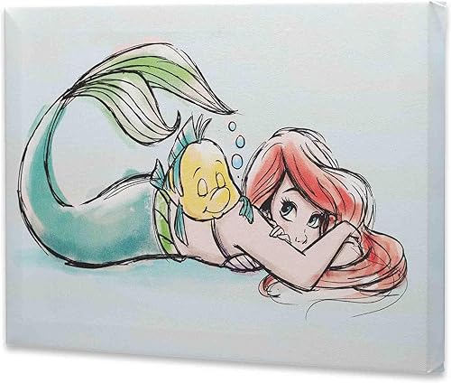 Miniatura 8 de Open Road Brands Disney - Lienzo decorativo de pared con diseño de La Sirenita Ariel, escena subacuática, para decoración del hogar