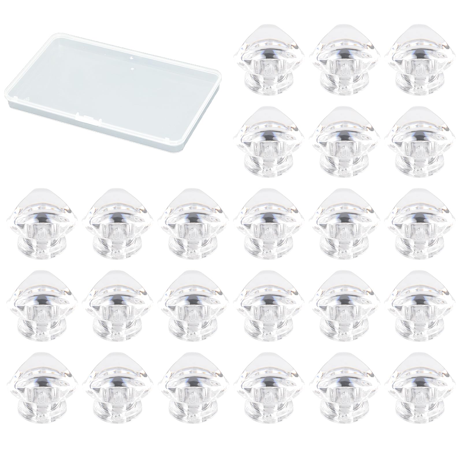 Morobor Transparent Mini Triangle-Shaped Self Stick Acrylic Knobs, 24Pcs Clear Self Adhesive Knobs For Mirror Closet Box Gift Case And Other Small Furniture