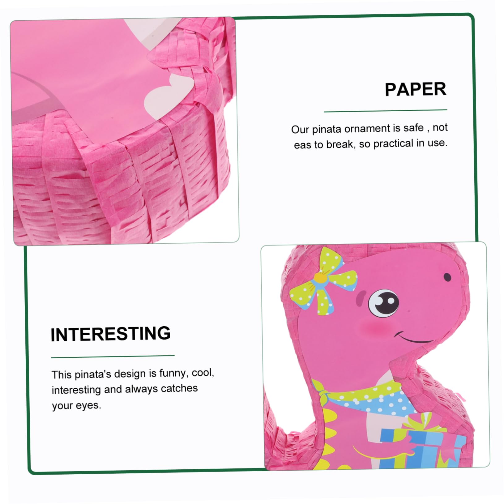 Piñata Dinosauro Rosa in Carta per Festa Compleanno Ragazzo Ragazza, Decorazione Divertente e Gioco per Eventi e Festival a Casa