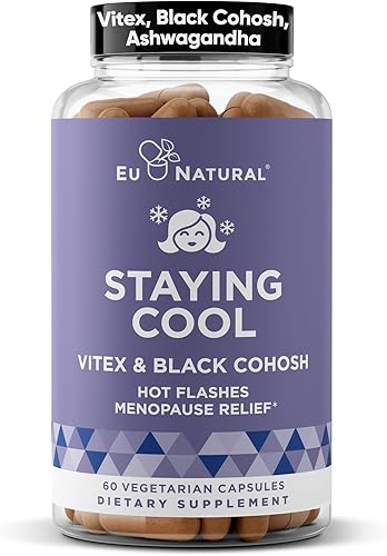 STAYING COOL Alivio de sofocos y menopausia, combate sudores nocturnos, cambios de humor, aumento de peso, sueño y sequedad. Vitex y Black Cohosh,