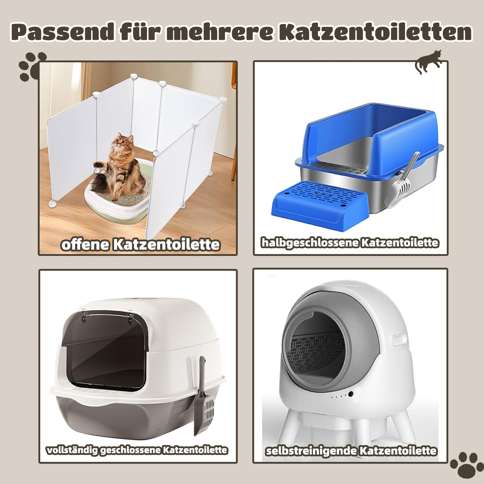 Katzenrampe für Katzentoilette, Katzen-Trittleiter mit Filterfunktion, doppellagige, waschbare und leicht zu reinigende Katzentoilettenmatte, geeignet für kleine und ältere Katzen (grau)