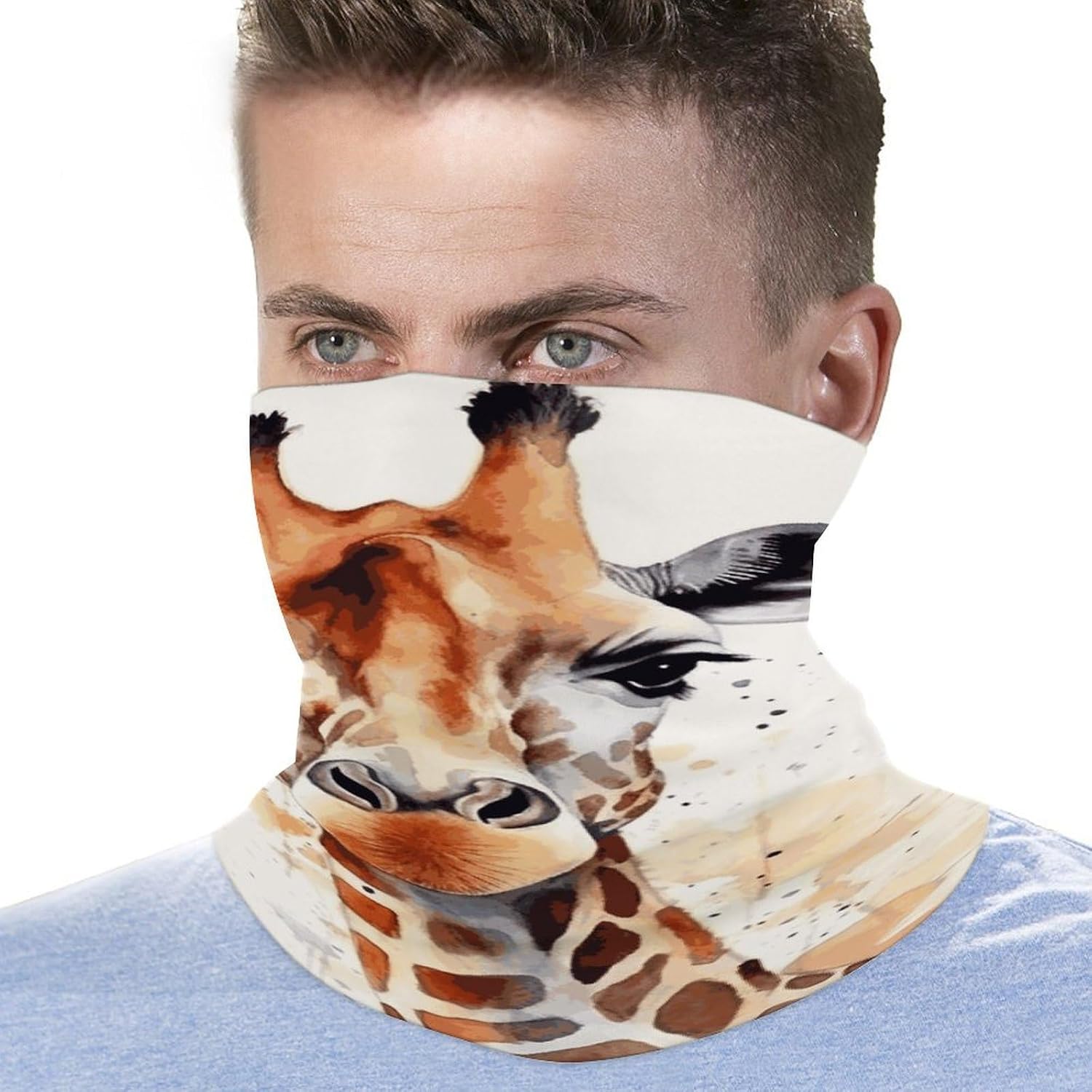Watercolor Giraffe Cooling Neck Gaiter UV Protection Balaclava Bandana Breathable Face Mask Scarf Headwear White