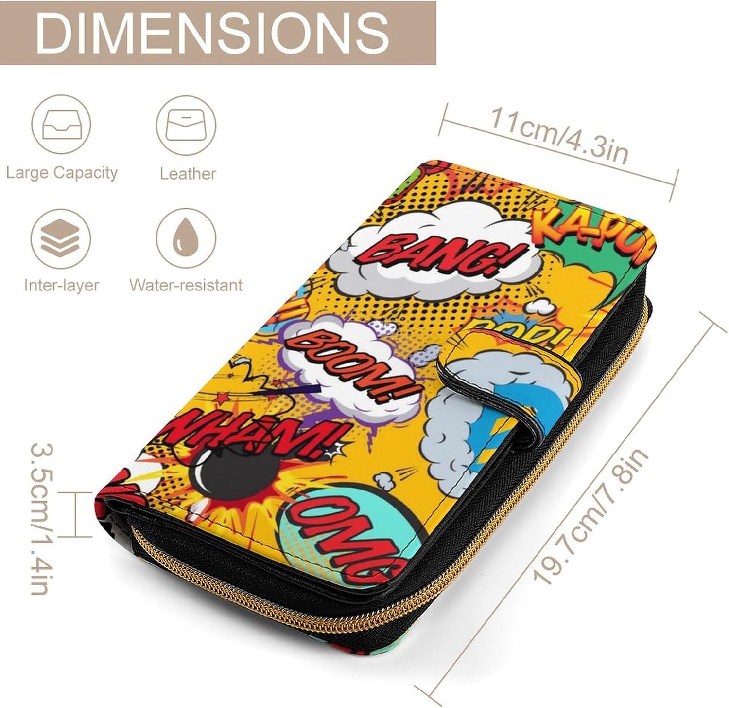 Fun Retro Comic Book Pop Art Explosions Large Capacity Portable Leather Multifunctional Wallet