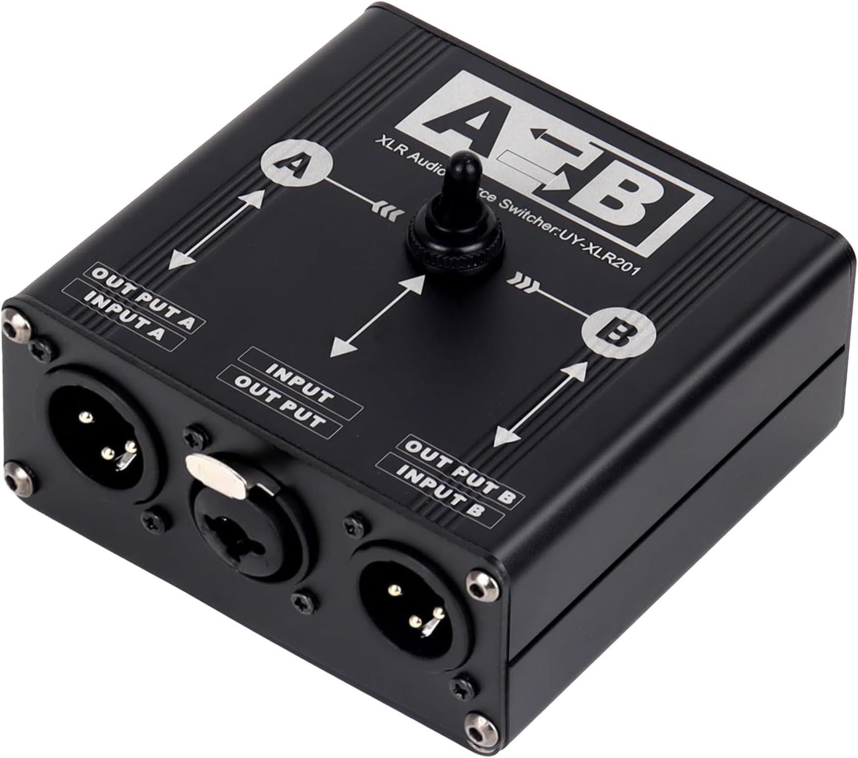 Pro XLR Passive A/B Switch Box, 1-in 2-Out / 2-in 1-Out Reversible HiFi Stereo Audio Selector Converter | Aluminum Alloy Balanced XLR & 1/4" TRS/TS Splitter for Mic Mixer Studio Monitor Live Sound