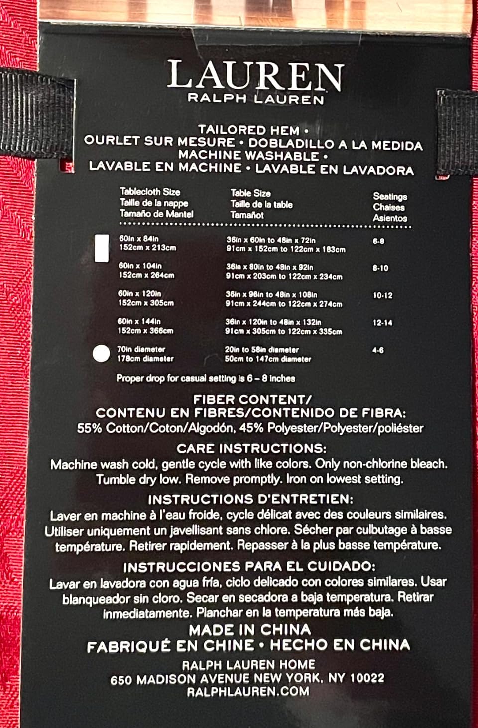 Ralph Lauren Royal Dalton Tablecloth Floral with Birds / Cinnamon 60 x 84 100% Cotton