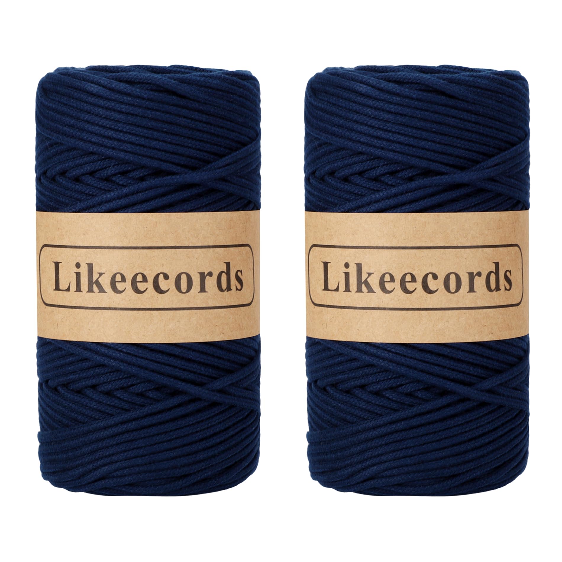 Cordon macramé 3mm en coton tressé supérieur bleu violacé Likeecords pour art textile