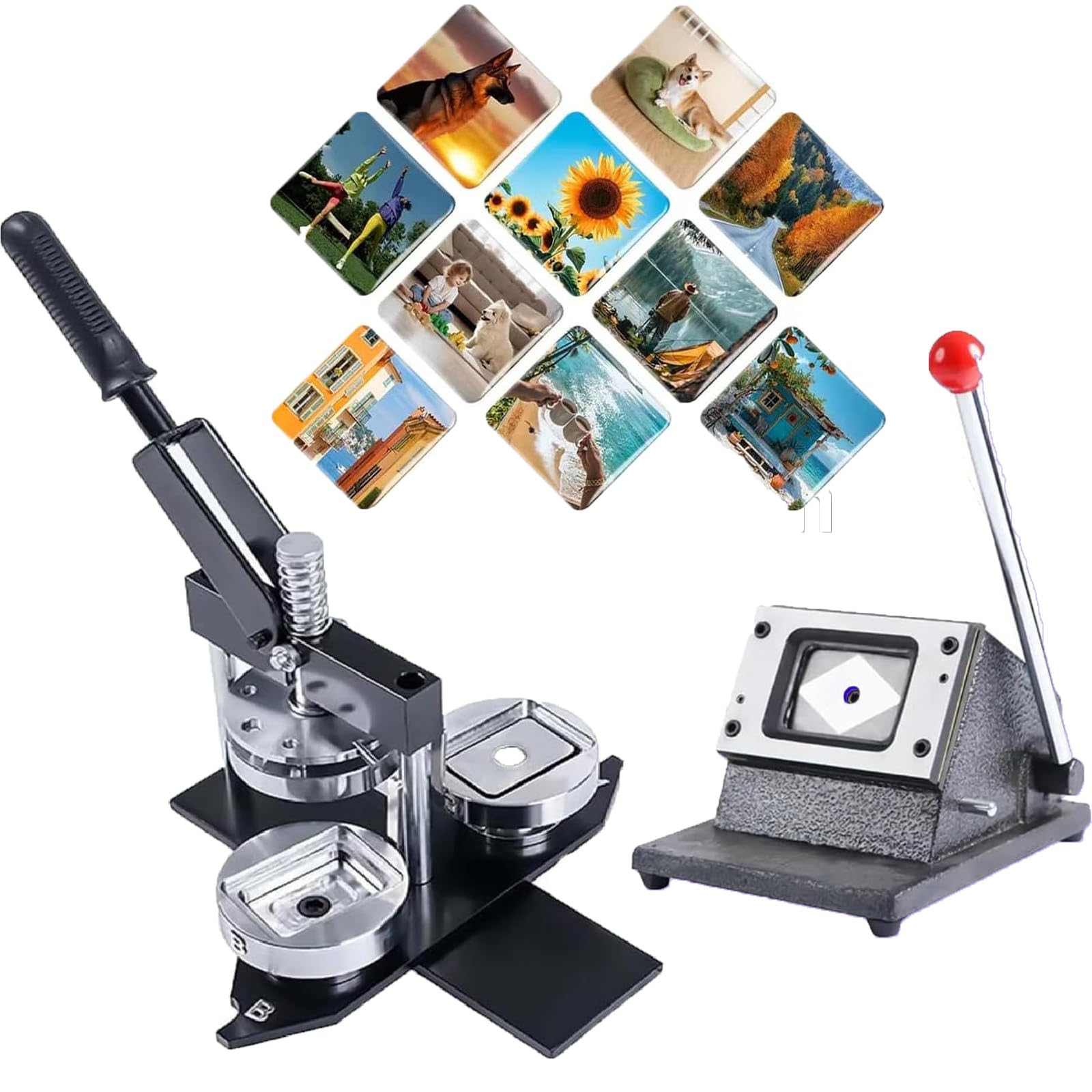 JKJZSALJ Fridge Magnet Machine Badge Maker Machine Fridge Sticker Making Machine,Square Badge Making Machine,120 Sets Of Materials + Paper Cutter + Fridge Sticker Making Ma,50 * 50Mm,60 * 40mm
