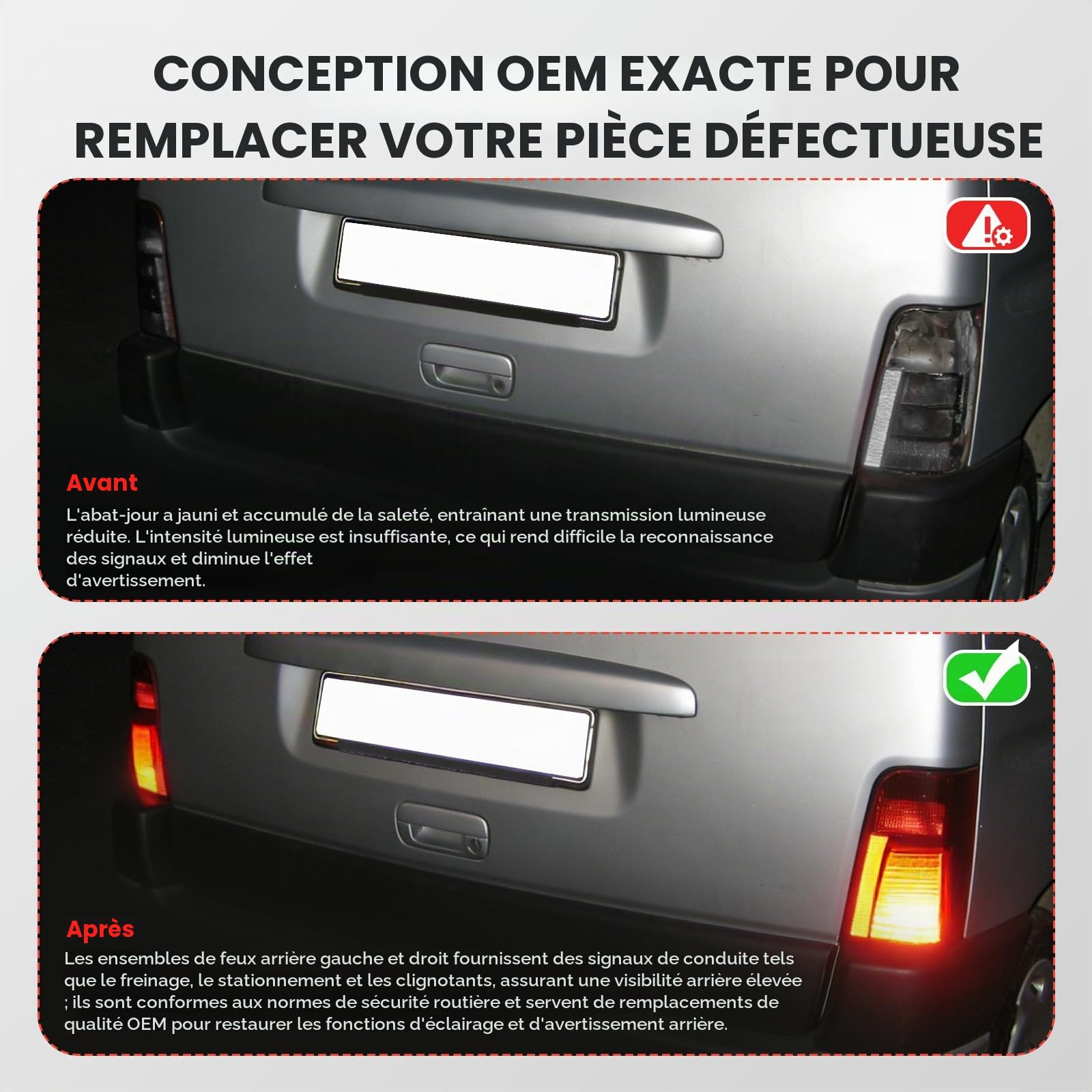2 Feux Arrière Gauche + Droite pour Citroën Berlingo Peugeot Partner 1996-2008 Feu arrière auto Compatible Avec 6351CX 6351Y8 6351Z0(Feu arrière sans platine)