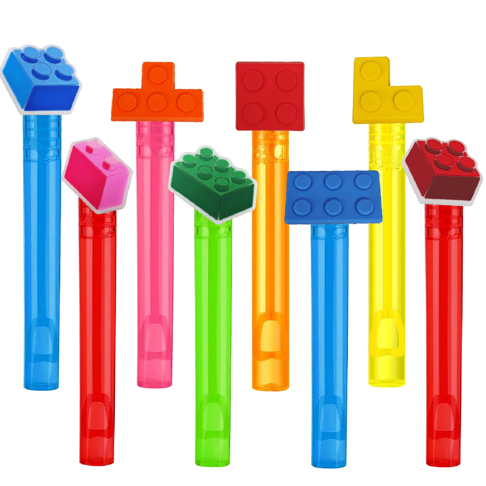 24Pcs Building Blocks Mini Bubble Wands for Kids Brick Party Favors 6 Cute Designs Cartoon Birthday Party Supplies Christmas Party Favors Toys Goodie Bag Stuffers