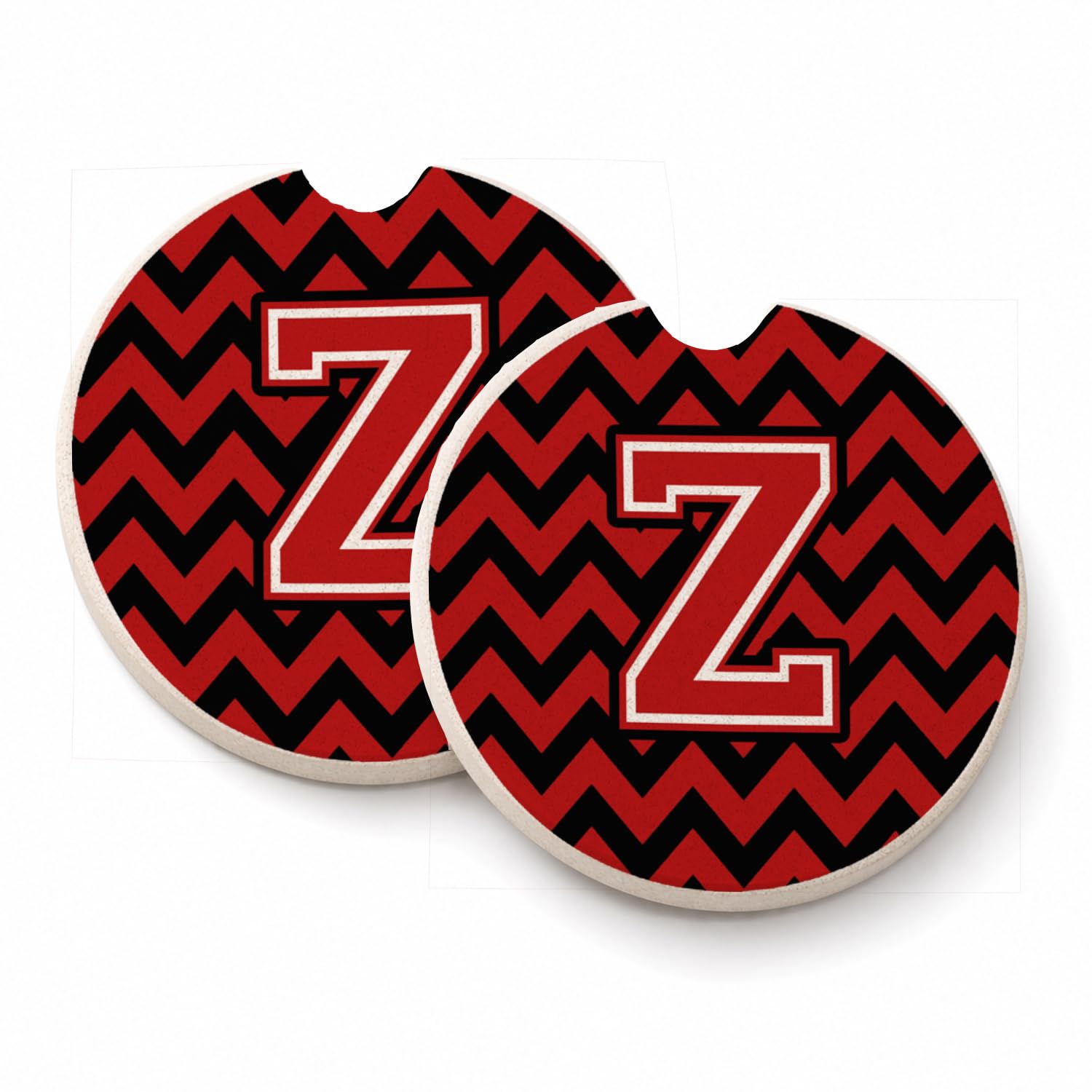 Caroline's Treasures Lettera Z Chevron nero e rosso set di 2 portabicchieri auto sottobicchieri CJ1047-ZCARC, pietra, multicolore