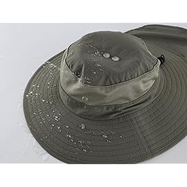 Home Prefer Outdoor UPF50+ Mesh Sun Hat Wide Brim Fishing Hat with Neck Flap (Pea Green)