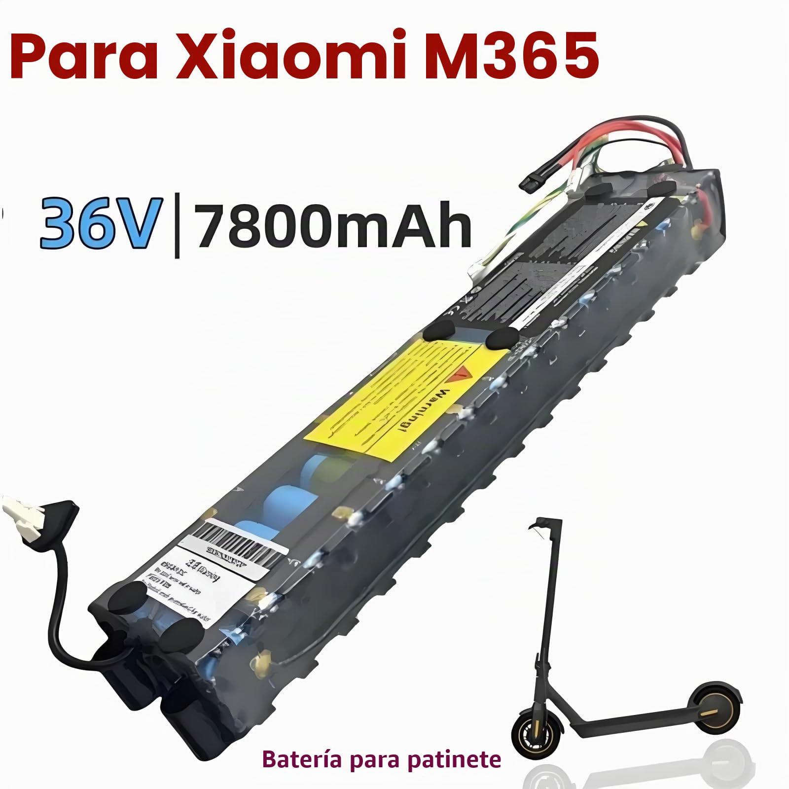 Pack de Batería de Iones de Litio 10S3P 36V 7800mAh con Interfaz de Comunicación de Celdas para Xiaomi M365 Patinete Eléctrico 335×70×40mm Azul