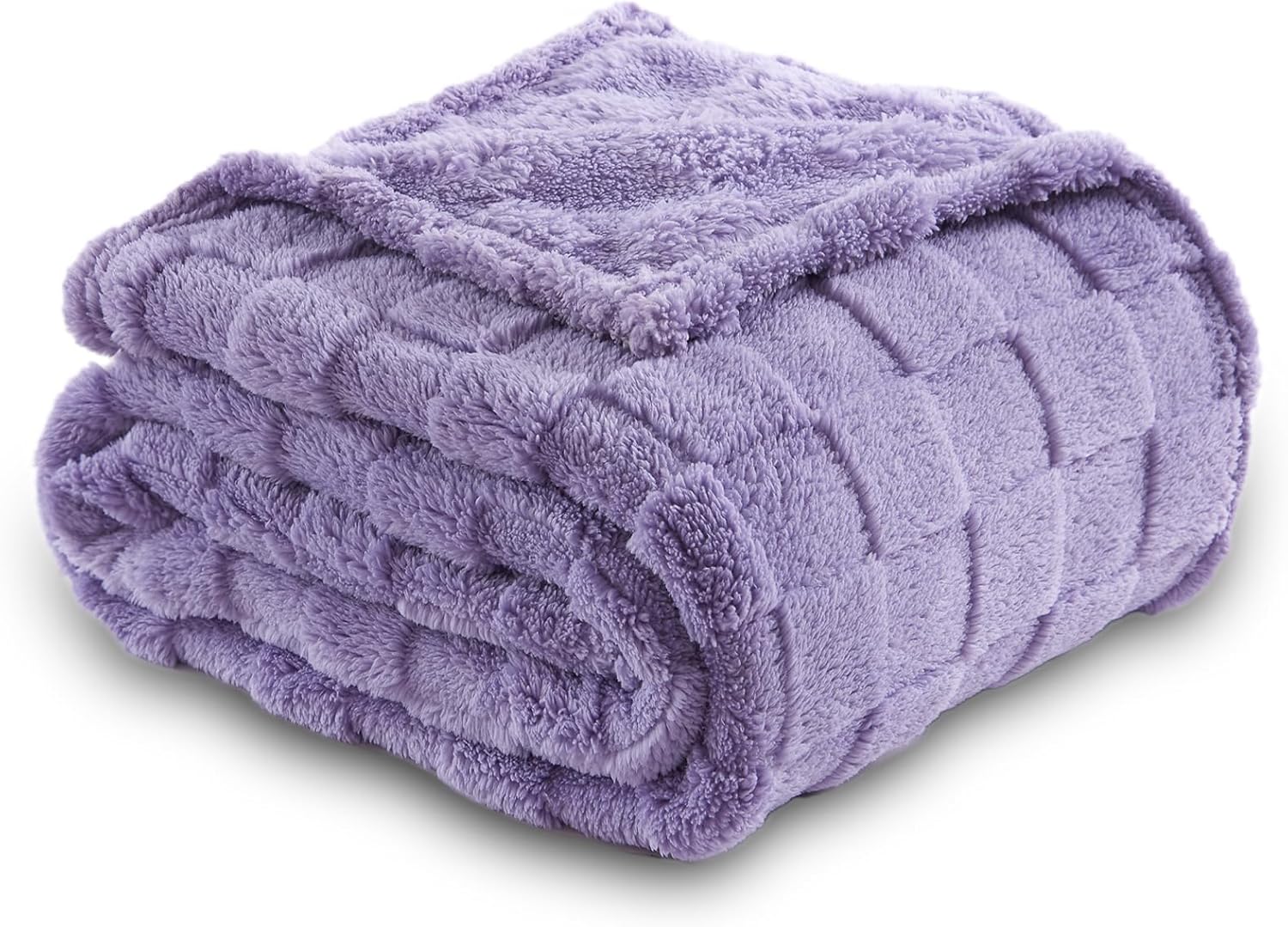 NEWCOSPLAY Super Soft Twin Blanket Lavender Premium Silky Flannel Fleece 3D Checkered Lightweight Bed Blanket All Season Use (Lavender Checkered, Twin(60"x80")) - Image 7