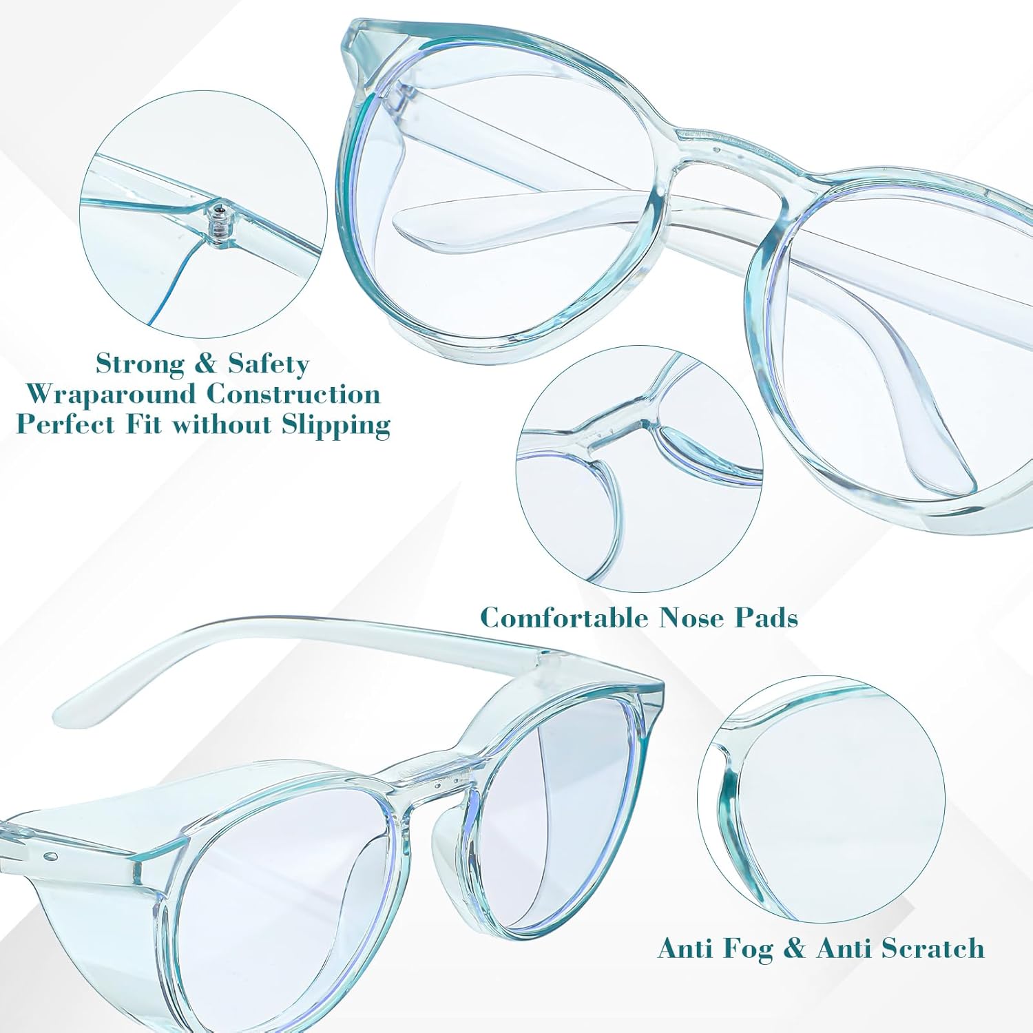 Safety Glasses Anti Fog Safety Goggles for Women Nurse Protective Eyewear, Anti Dust Protection Lab Glasses 5 Pcs image 3 of 7 B0DP7FYF8N