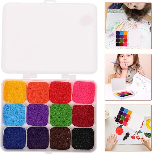 Miniatura 4 de EXCEART 1 juego de almohadillas de tinta de colores lavables para pintar manualidades y huellas dactilares y piel para niños y niñas y adultos