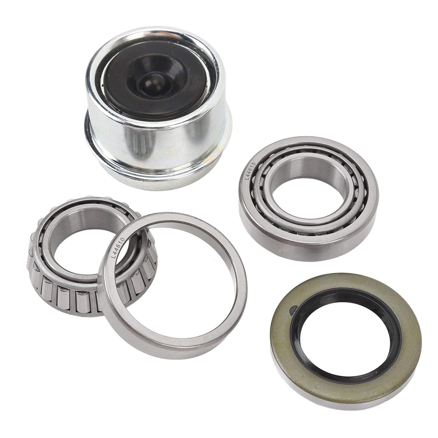 2 Set Trailer Wheel Hub Bearings Kit for 1 Inch 2000 2200 LB Boat Trailer Axle, Includes L44643 L44610 Bearings, 12192TB Grease, Dust Cotter Pins, Heavy Duty