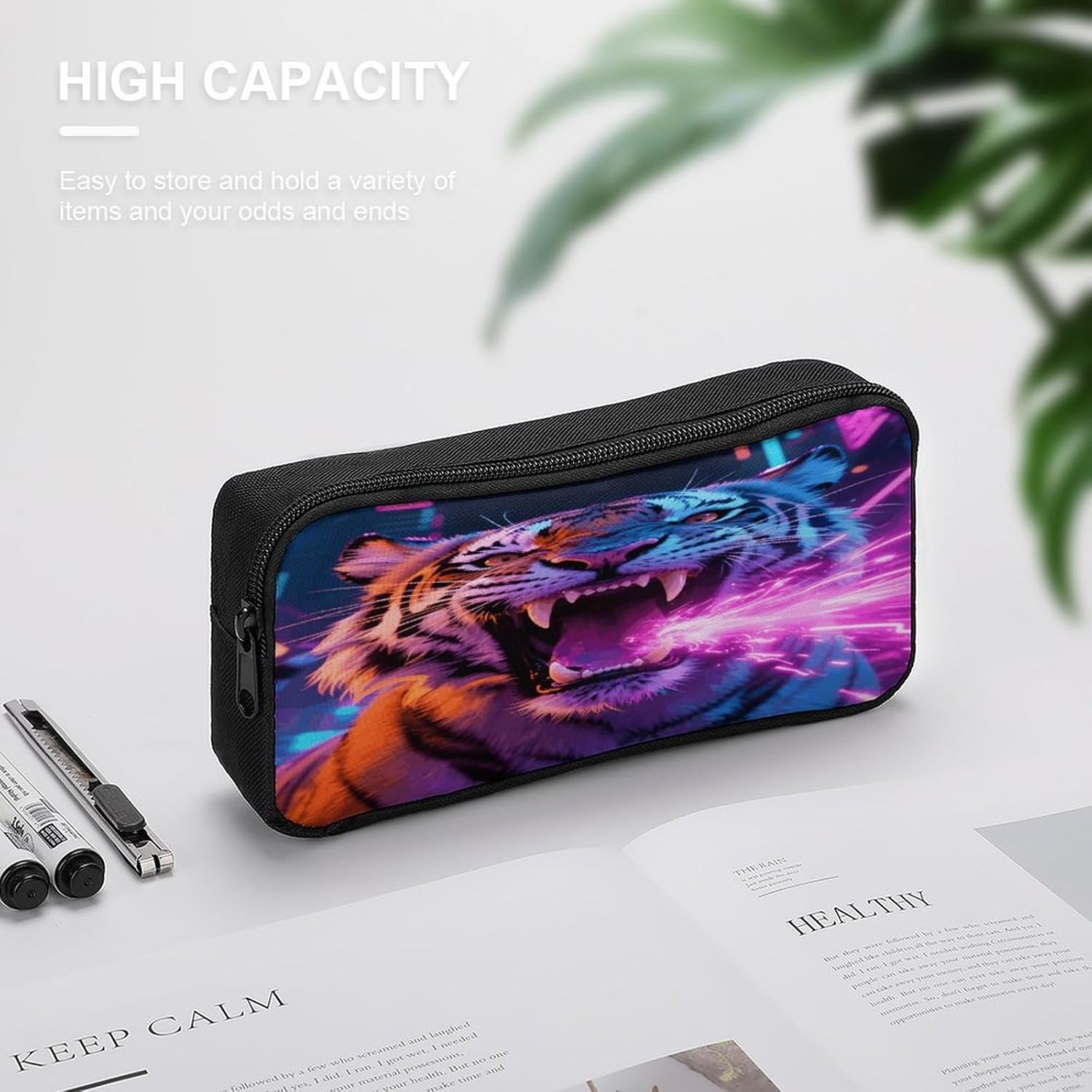 Tiger Large Pencil Case Pouch Big Capacity for Office image 4