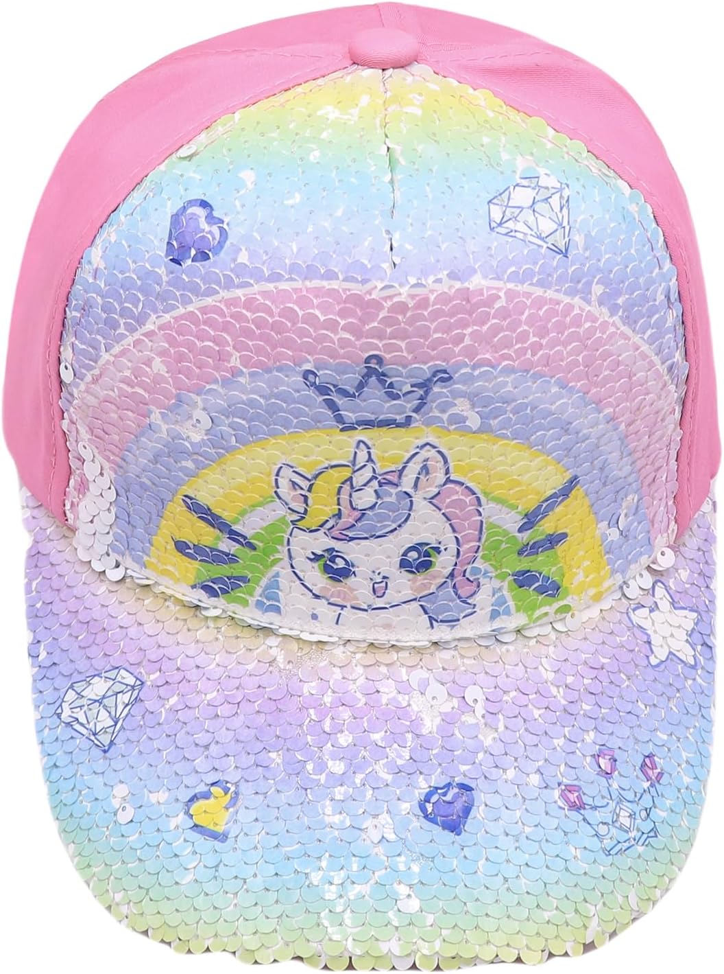 Kids Sparkle Sequins Baseball Hat Toddler Girls Ponytail Cap Adjustable Snapback Ball Caps Cute Unicorn Trucker Hats