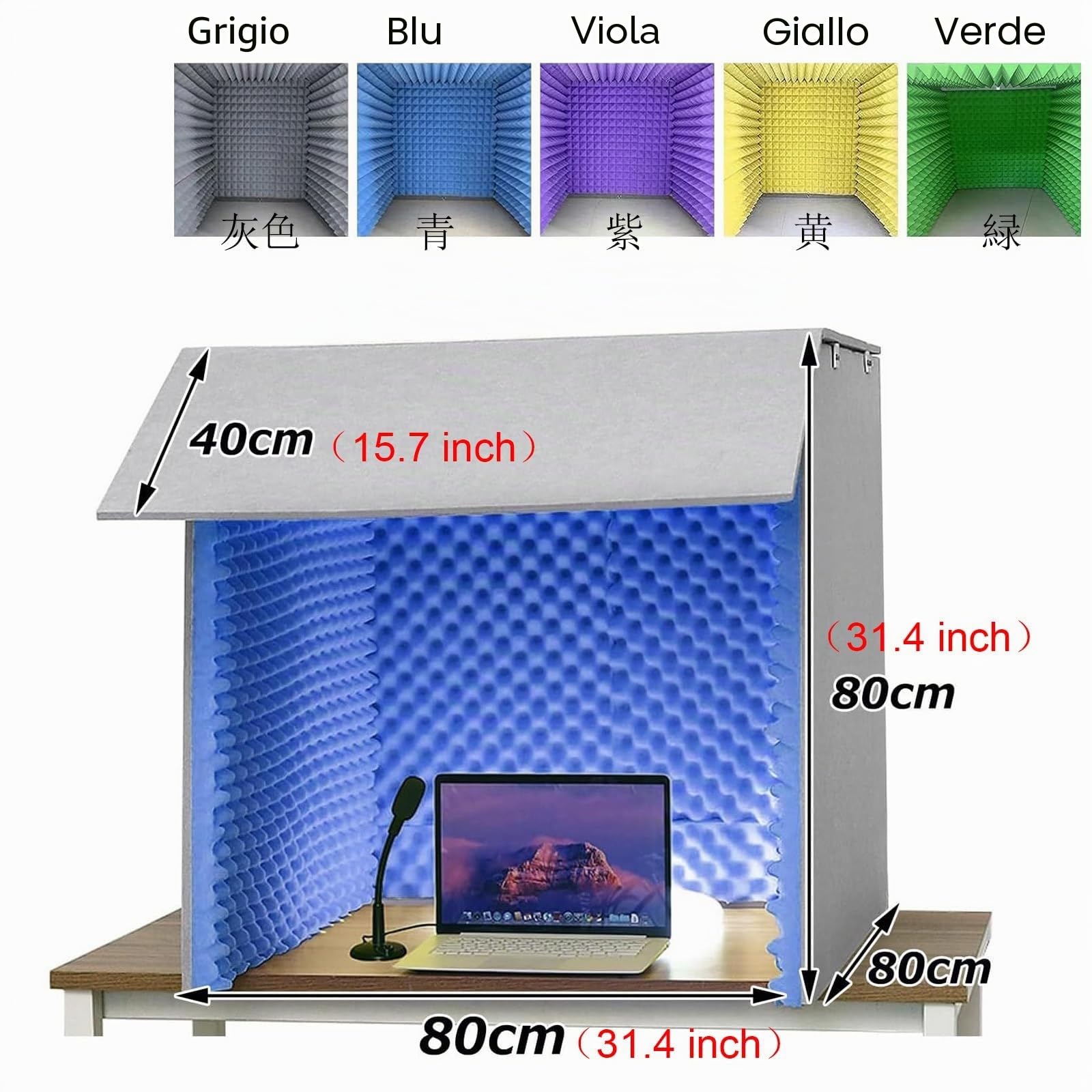 V3VOGUE Cabina Insonorizzata di Registrazione Portatile, in Schiuma Fonoassorbente Densa E Pieghevole, Pannelli in Schiuma Insonorizzata per Desktop, Pannello in Acustica per Isolamento del Microfono