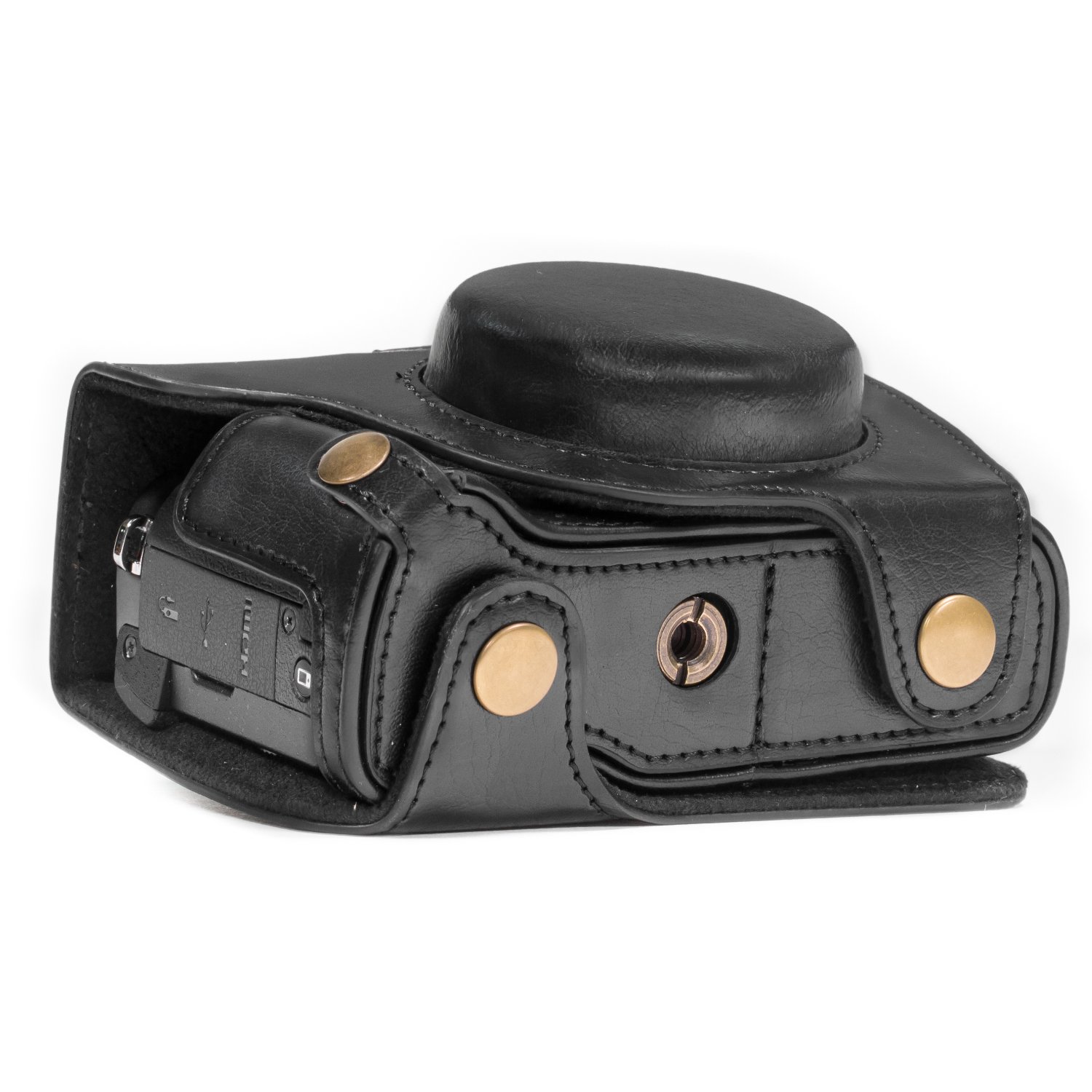 MegaGear MG1222 Étui Protection Cuir Premium Avec Bandoulière Pour Canon PowerShot G9 X Mark II & G9 X - Marron Foncé