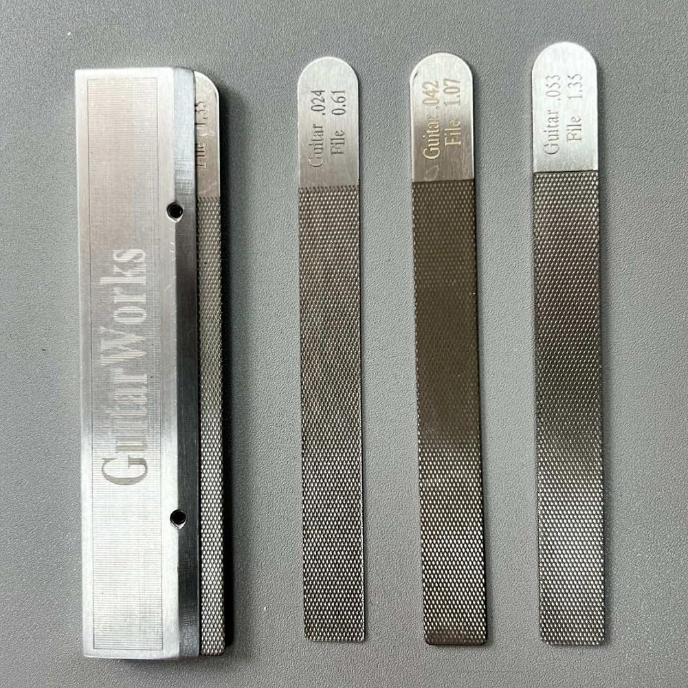 Juego de 4 herramientas Luthier para guitarra, limas de tuerca de traste de guitarra, limas de ranura de corona, protectores de reparación de lijado