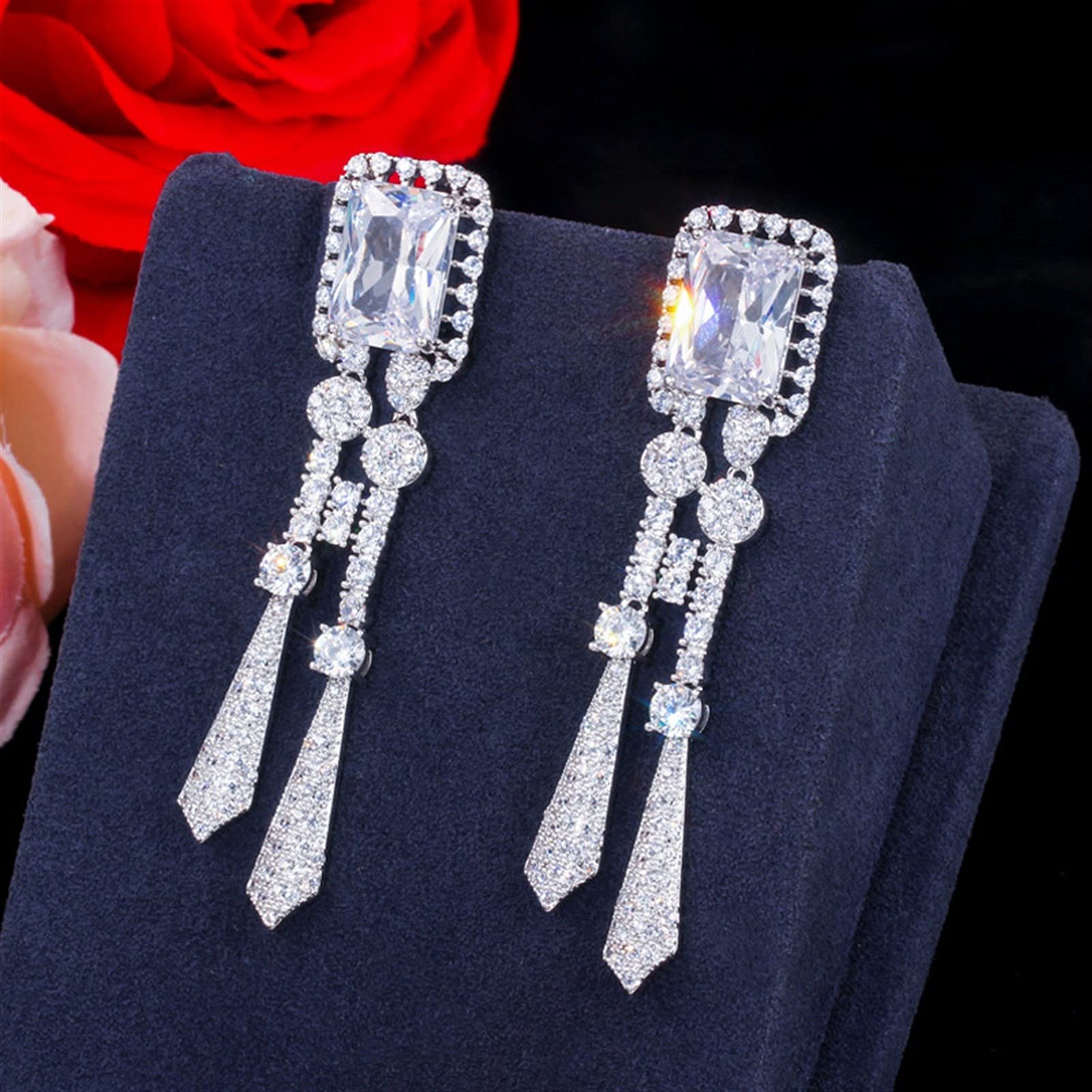 Gioielli in Argento Colore zirconi Pendenti Goccia Set di Gioielli da Sposa da Sposa Costume da Donna