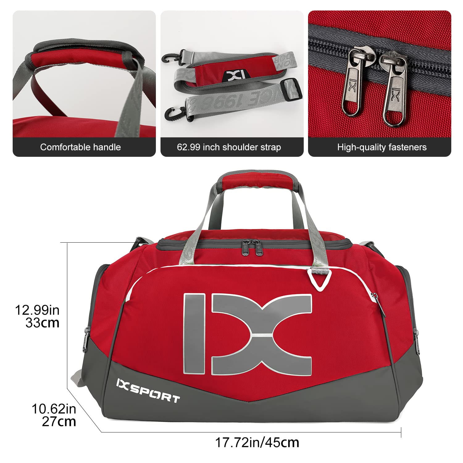 INOXTO - Bolsa deportiva de viaje para gimnasio, con bolsillo seco y húmedo y compartimento para zapatos, para mujeres y hombres, 40 L/55 L, impermeable, bolsa de fin de semana para natación, deportes