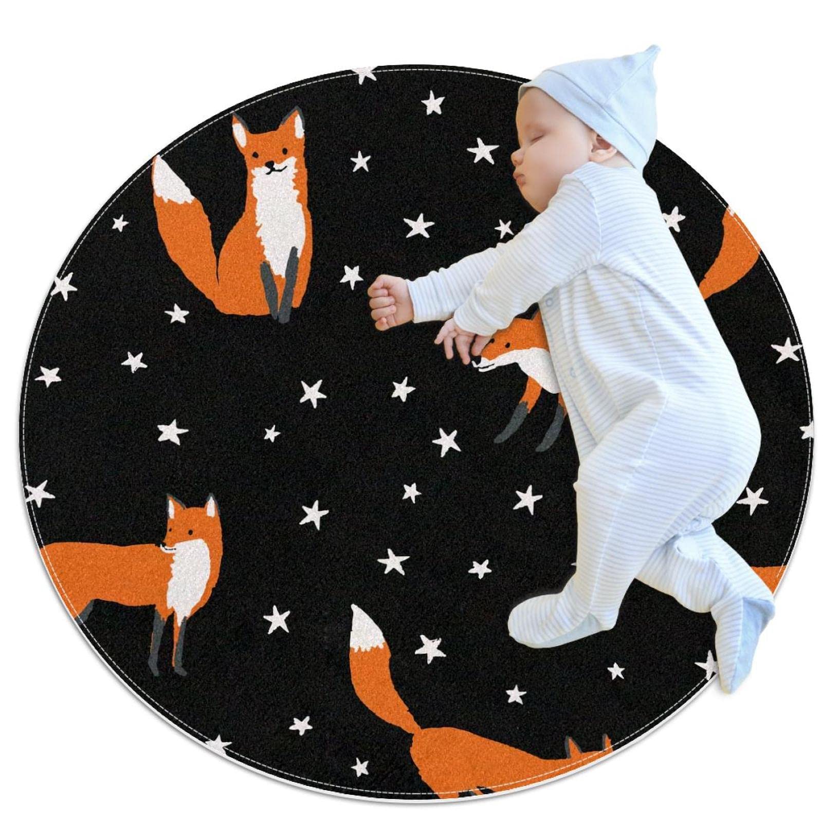 Tapis de jeu pour enfants résistant et rond thème animaux 80cm