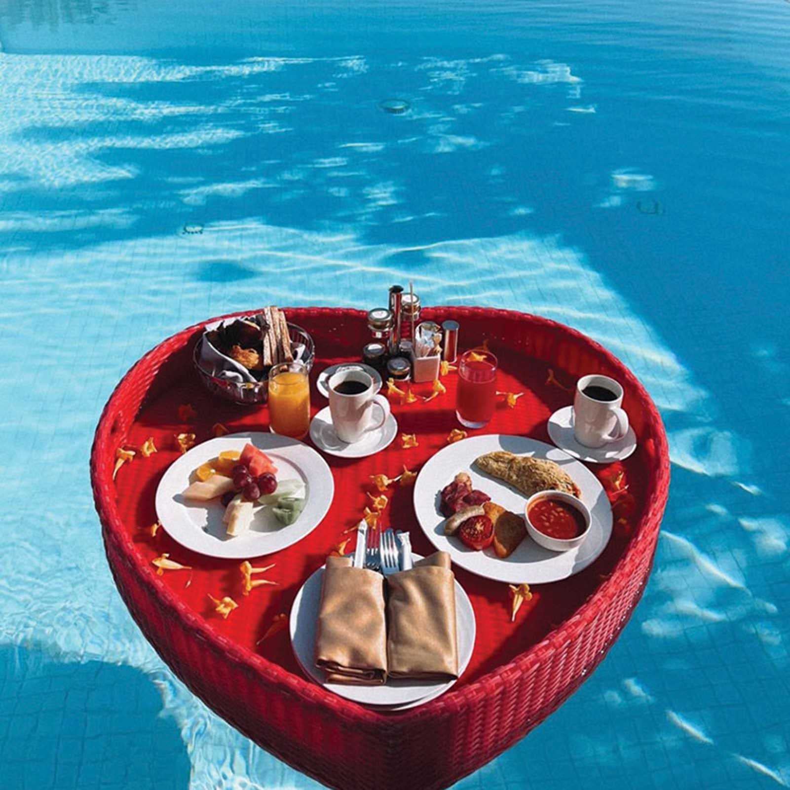 Serenepeak Red Swimming Pool Floating Bar, Swimming Pool Floats(,83X80x15cm)