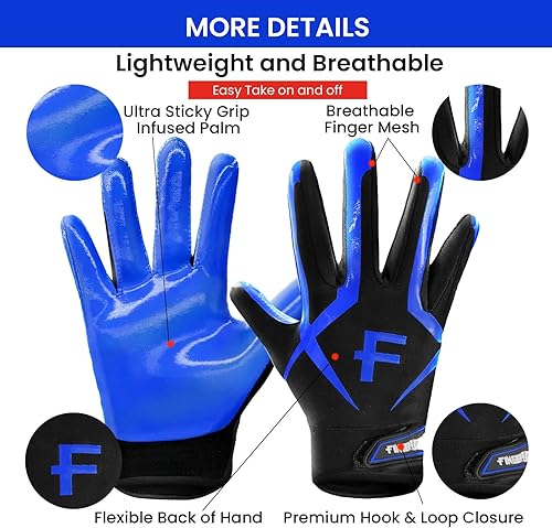 Miniatura 8 de Guantes de fútbol para jóvenes y adultos, Pro 3.0, mejorados, ultra adherentes, receptores de palma de silicona flexible, guantes receptores de alto