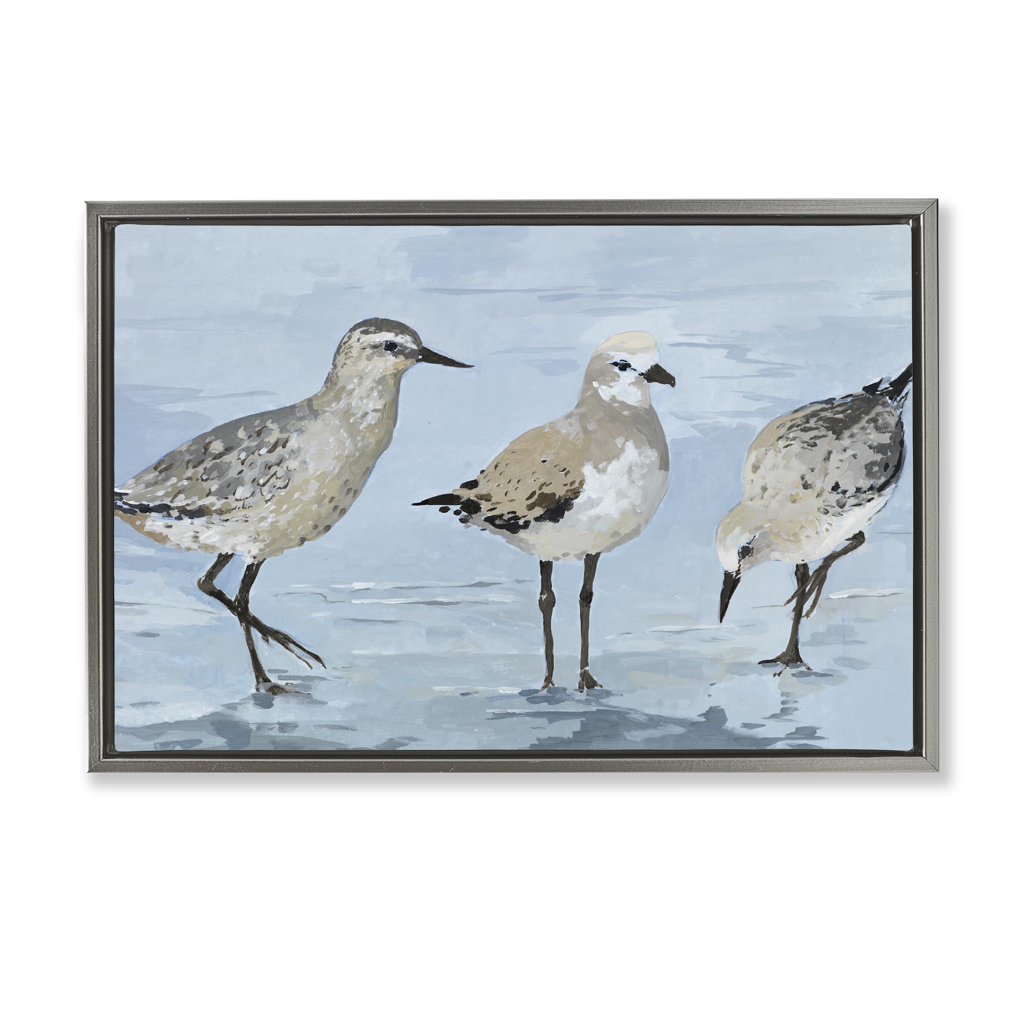 Stupell Industries 'Sandpipers Beach Coastal Scene', Floating Frame Canvas Art, Gray, 25 x 17