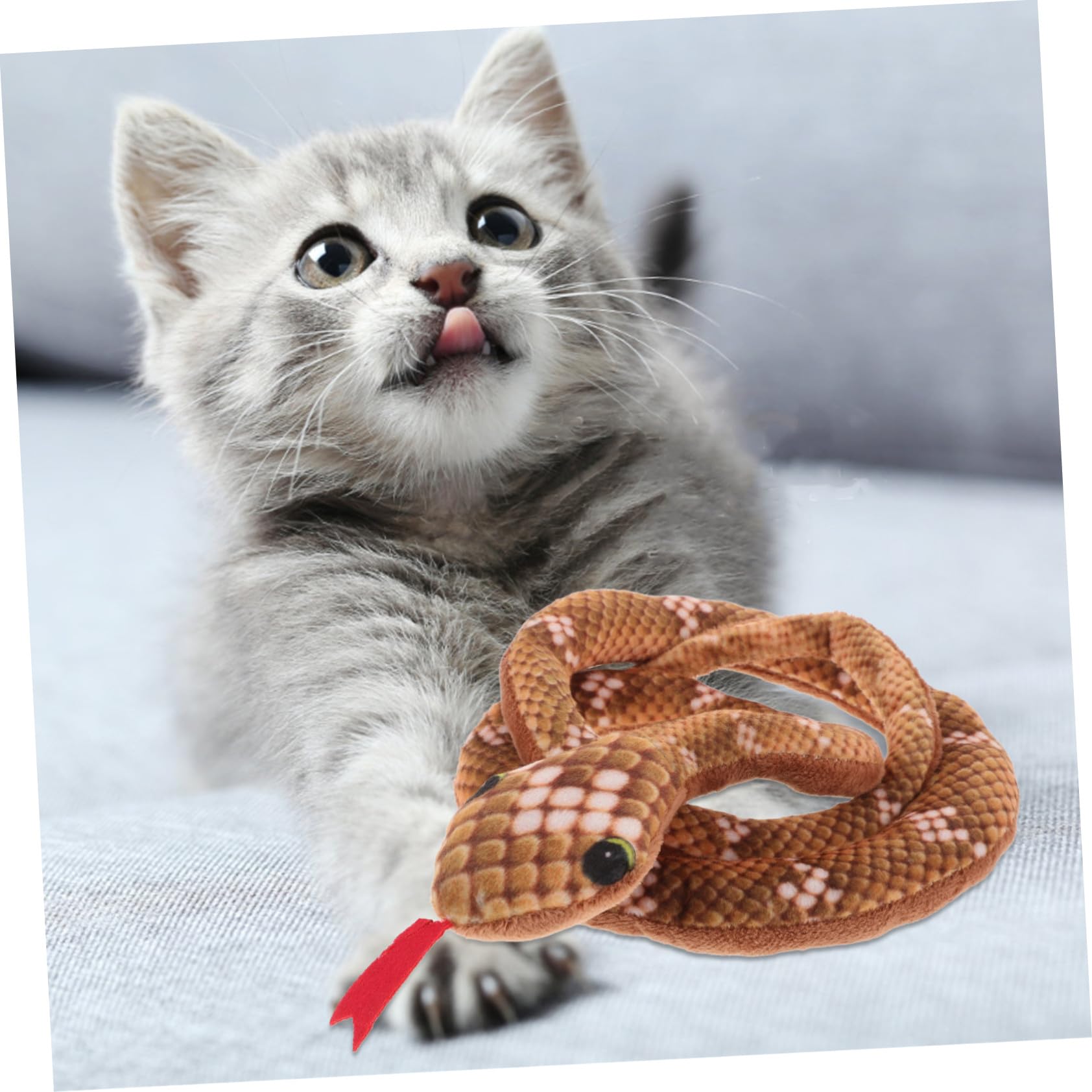 INOOMP Serpent Peluche pour Chat Intérieur avec Herbe à Chat Stimulation Interactive et Exercice pour