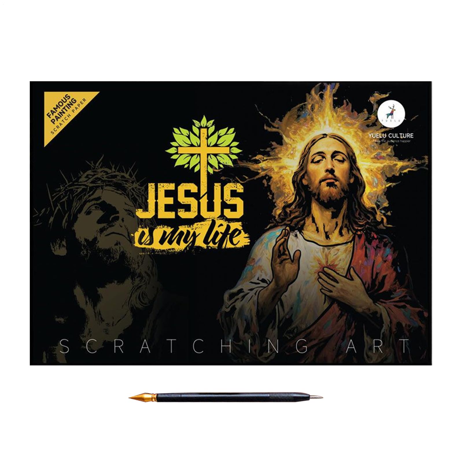 Scratch for Kids - Jesus Scratch Sketch Card - 1 Set Creative Art Crafts Scratchboard Activities for Adults Kids 3 Years Old and + Friends Men Women Birthday Teens