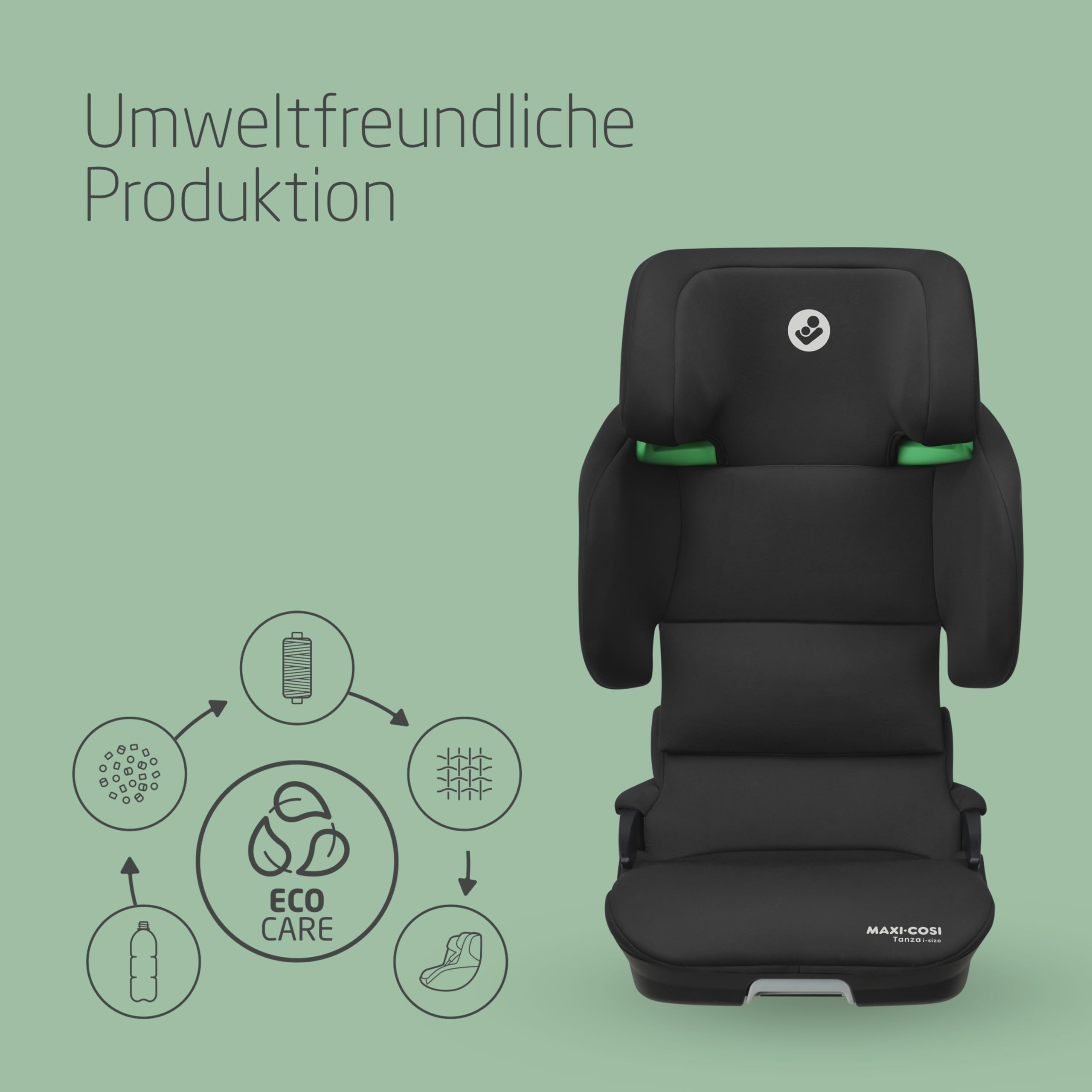 Maxi-Cosi Tanza i-Size Klappbarer Kindersitz 3,5-12 Jahren 100-150 cm G-CELL Seitenaufprallschutz Full Black