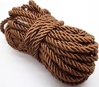 PAMIR TONG Cofee 5mm Twisted Satin Cord for Crafts 10 Yards Braided Decorative Cotton Cords Trims Polyester Twine Cord Thick Round Fabric Rope Thread for Sewing DIY Shiny Handfast Cord for Wedding