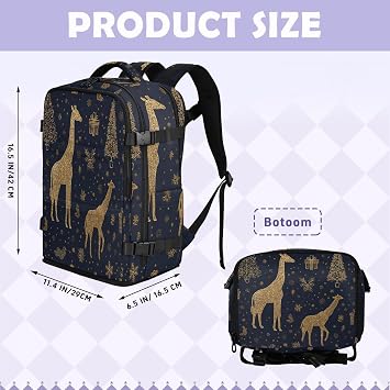Hiking Backpack 15.6 Inch Laptop Bag For Airplanes 20L | Lightweight Anti Theft Travel Bag New Year Giraffe Gold and Blue 15 Inch Laptop Bag For Airplanes mochila para escuela