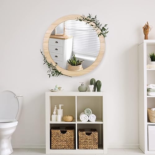 Miniatura 30 de JJUUYOU Espejo de pared circular de 16 pulgadas, espejo de pared redondo para baño, espejo circular de granja, decoración de pared de baño, espejo