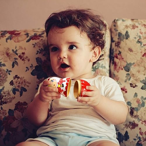 Miniatura 5 de HYCLES Muñecos de anidación ruso Matryoshka de madera apilables para niños, juguetes hechos a mano para niños, decoración de cumpleaños de Navidad,