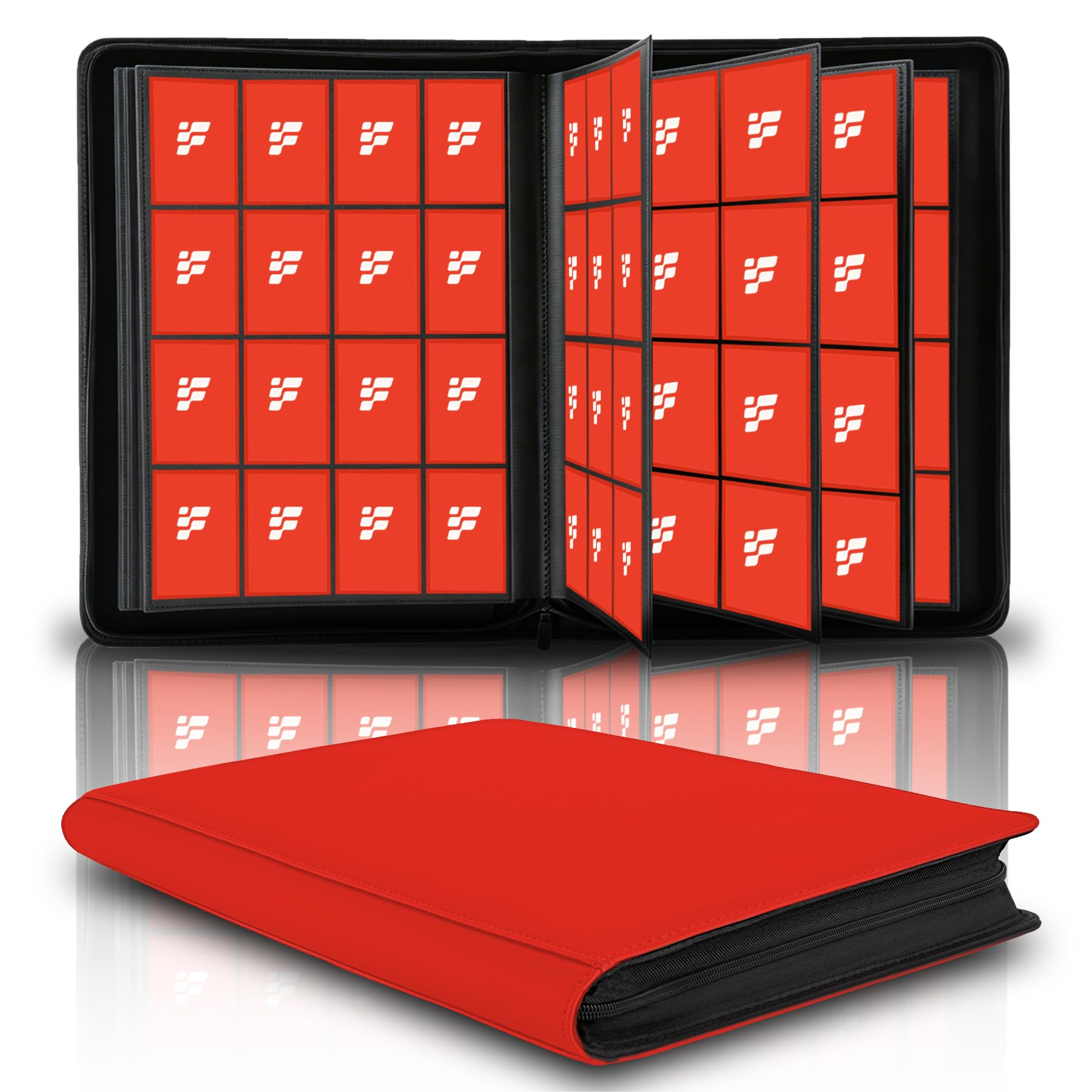 1000+ Pockets Trading Card Binder, 16 Pockets Trading Card Binder Ringless Side Loading Trading Card Album Folder for TCG,MTG,Sports Cards(Red-1)