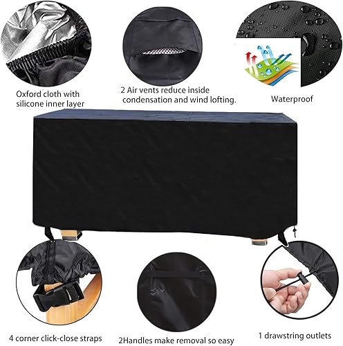 Miniatura 4 de Funda de mesa de centro para exteriores, 48 pulgadas de largo x 24 pulgadas de ancho x 28 pulgadas de alto, cubierta impermeable para muebles de