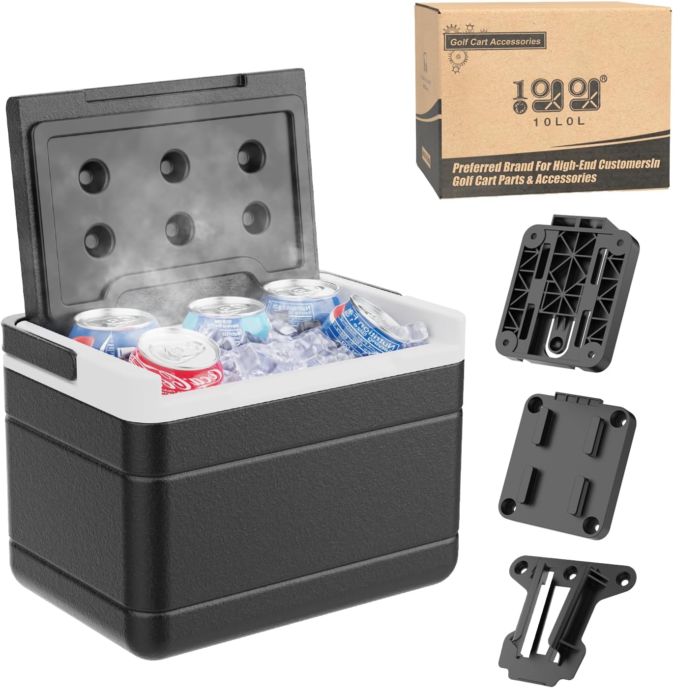 Universal Golf Cart Ice Cooler with Mounting Bracket Kit Caddy Fits for Yamaha Club Car and EZGO, Portable 48H Cooling Golf Cart Ice Chest 102588101 103886801