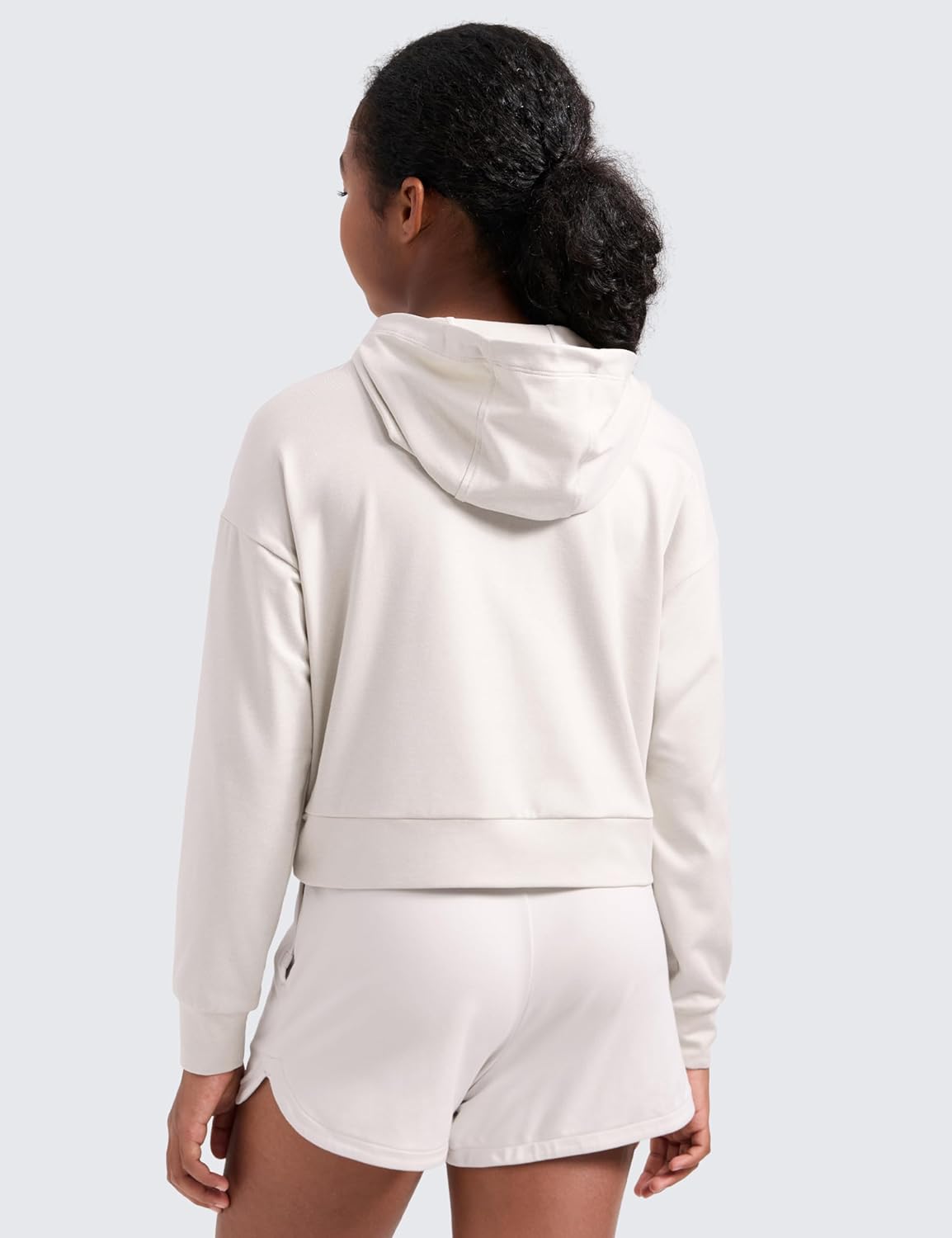 CRZ YOGA Girls Cloud Jersey Long Sleeve Casual Hoodie - Lounge Pullover Sweatshirts Hooded Relaxed Waist Length Kids Teen - Image 2