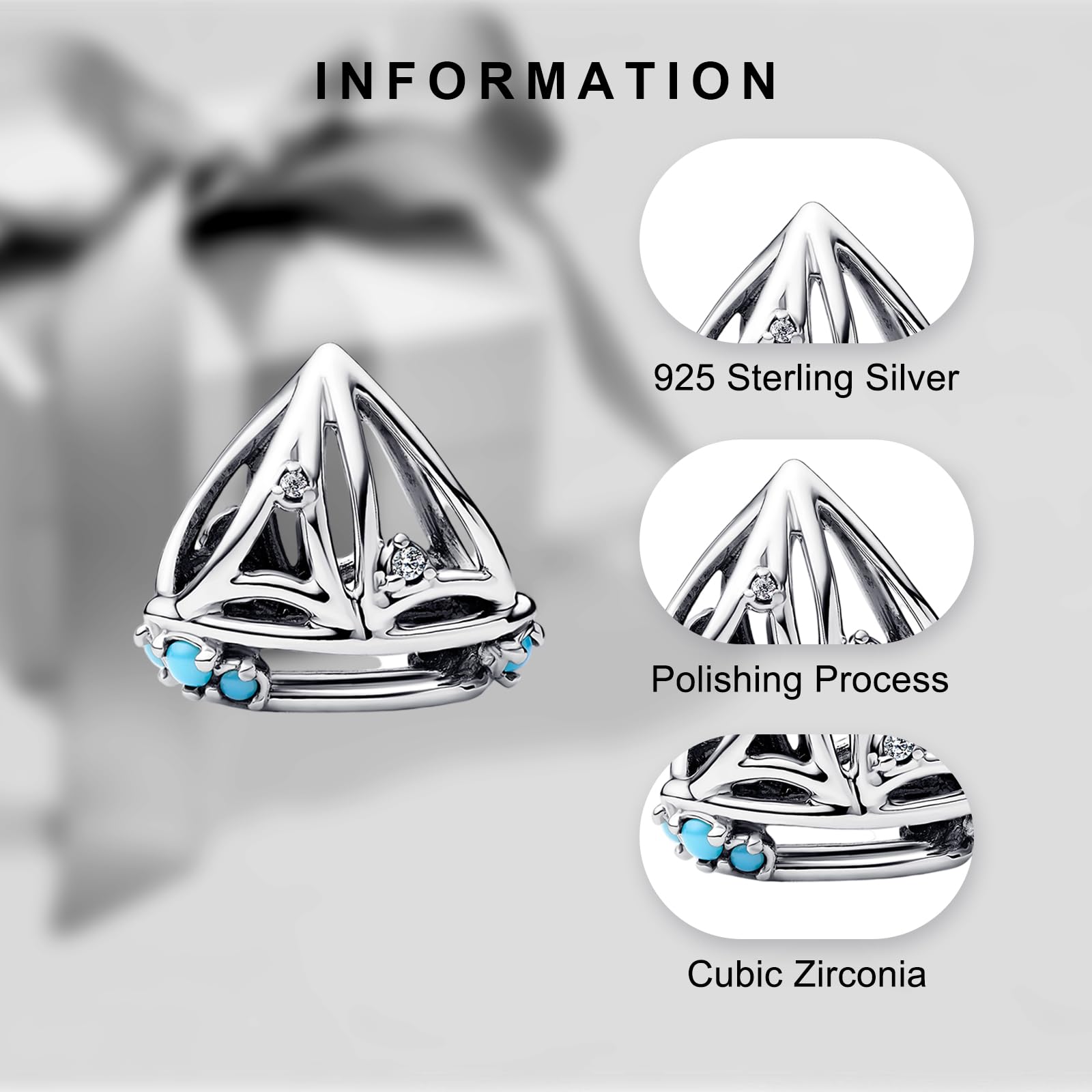 LaMenars 2022 Nuovo Cartone Animato Oceano Vetro di Murano Punto Charm per Le Donne Ciondolo in Argento Sterling 925 con Cubic Zirconia Fit Europe Regali per Le Donne Bracciale e Collana