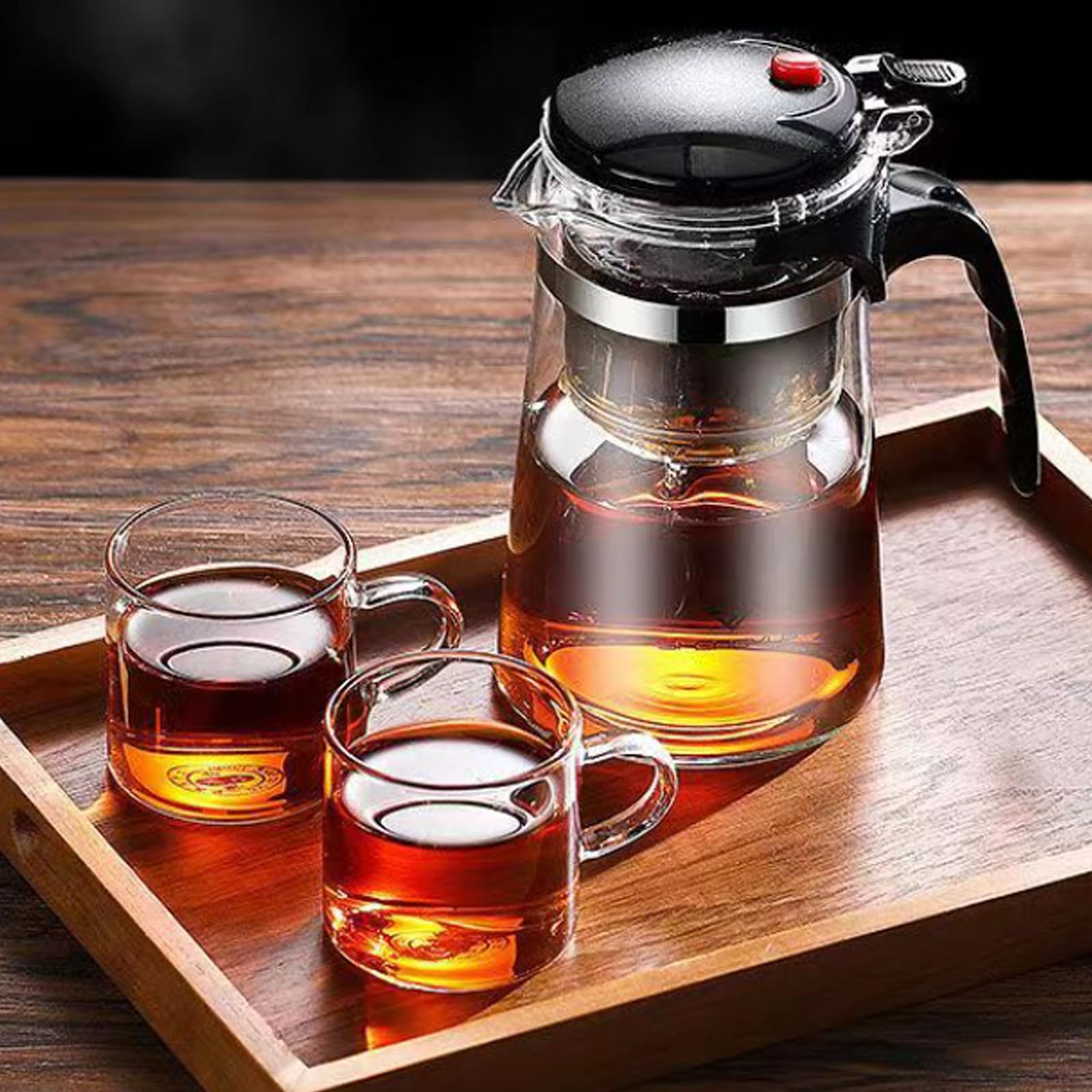 Tetera de Vidrio 500ml con Filtro y Colador, Resistente al Calor, Infusor para Hojas