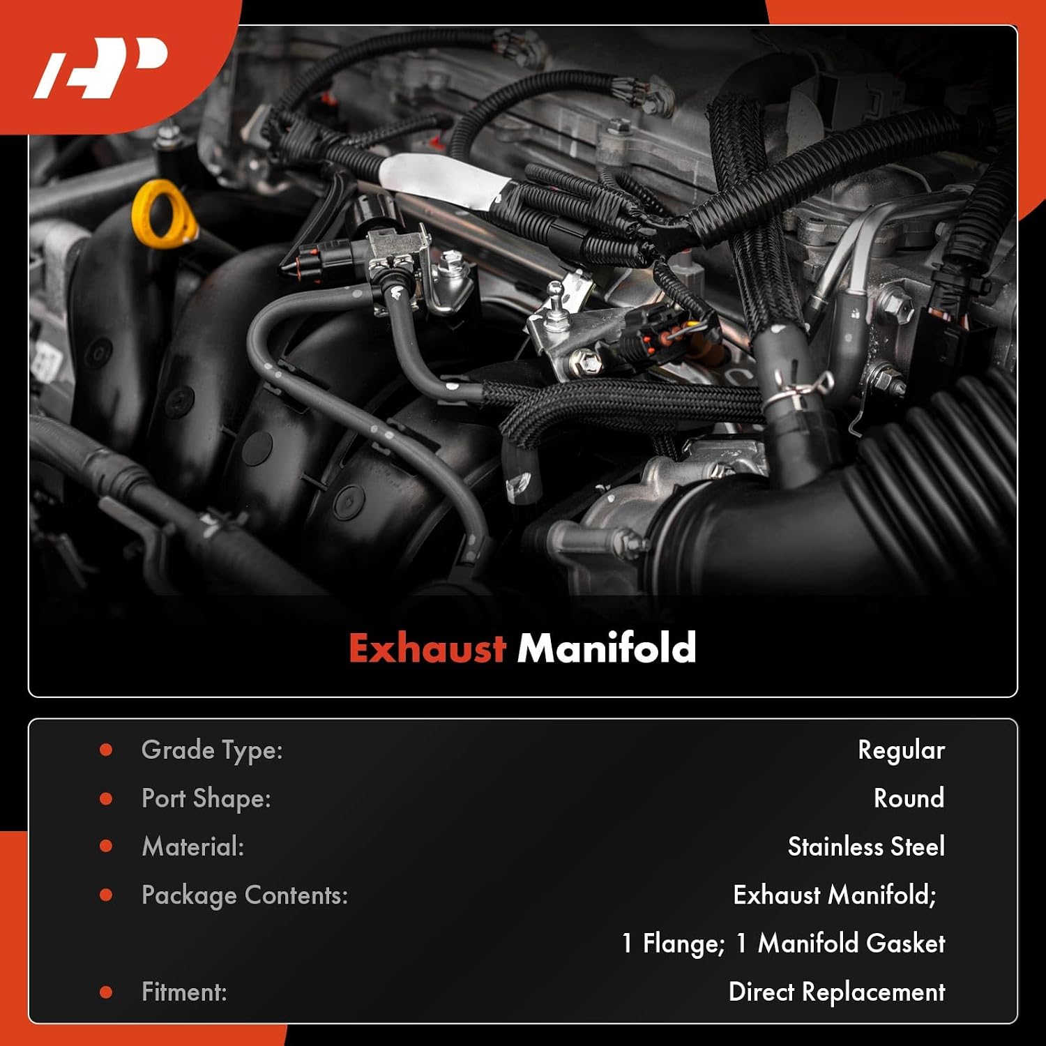 A-Premium 4.2L 4.3L 4.8L 5.3L 5.7L 6.0L Exhaust Manifold Kit W/Gasket Compatible with Chevrolet Silverado 1500 HD, Tahoe, Suburban 1500 & GMC Sierra 1500 HD, K1500 Suburban, Yukon XL