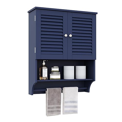 ChooChoo Bathroom Wall Cabinet with Towels Bar, 23.6" L x7.9