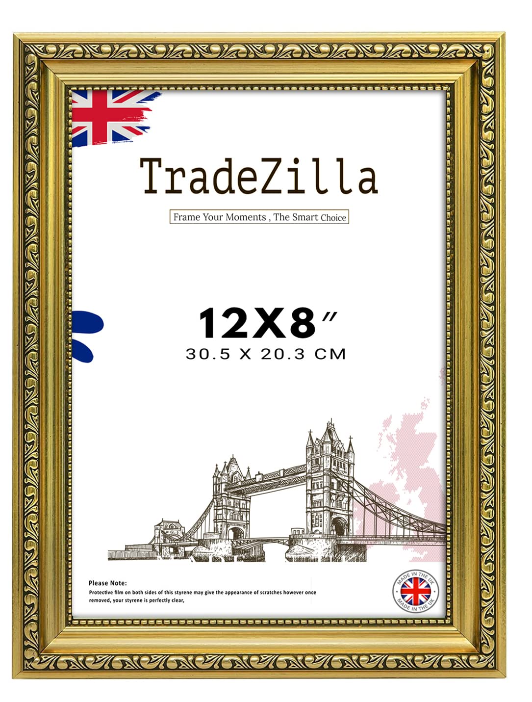 TradeZilla Large Vintage Style Ornate 12X8 Size Shabby Chic Gold -Handmade Picture/Photo/Poster Frame Wall Art Hanging Frame - Shabby Chic Wall Gallery Home Décor -12X8 (30.5X20.3 CM)