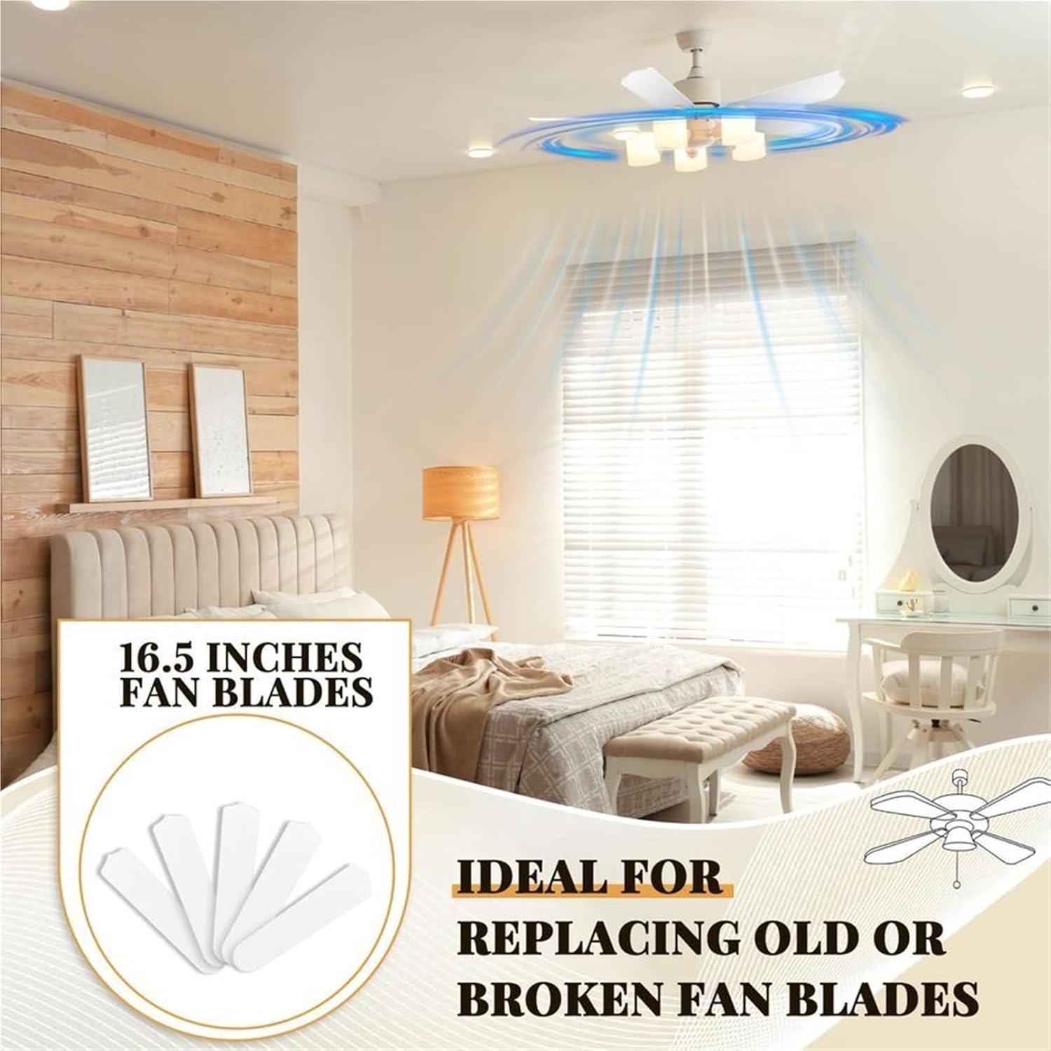 Ceiling Fan Blades Replacement 10pcs Replacement Fan Blades for 42 52 Ceiling Waterproof Weatherproof for Broken Substitution