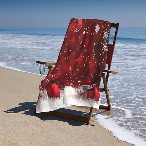 Miniatura 96 de DADABULIU Bath Towel Christmas Red Snowflake Xmas Beach Towels Soft Absorbent Washcloths Quick Dry Luxury Hotel Quality Towelling for Adults Kids