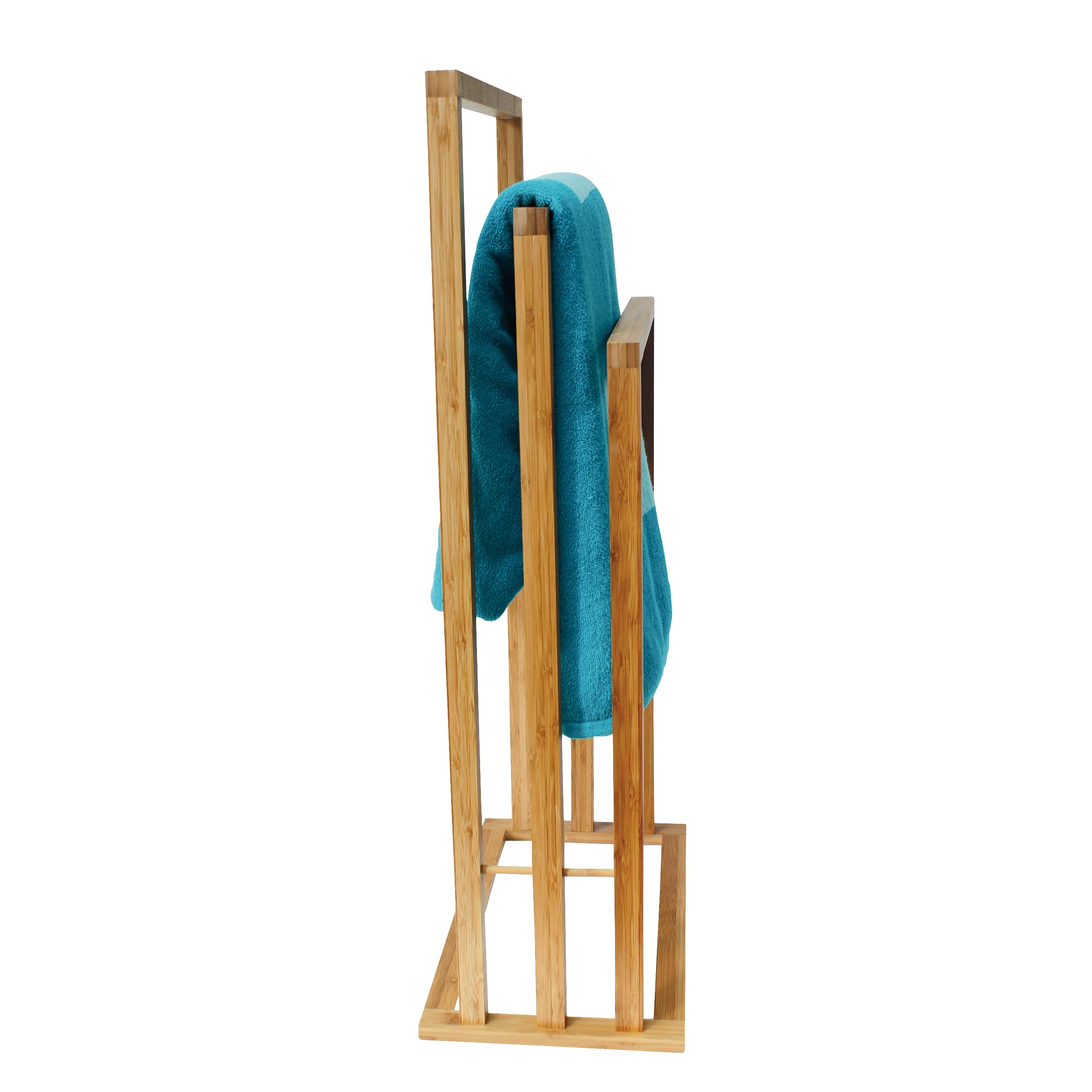 MSV MS545 - Toallero de bambú con 3 Barras, 42 x 24 x 82 cm, Color Beige
